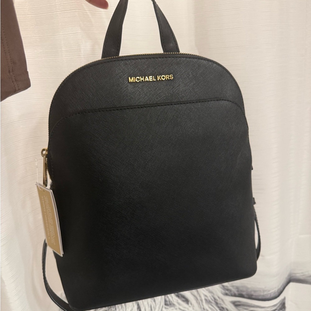 Michael Kors Black Backpack with Gold Details